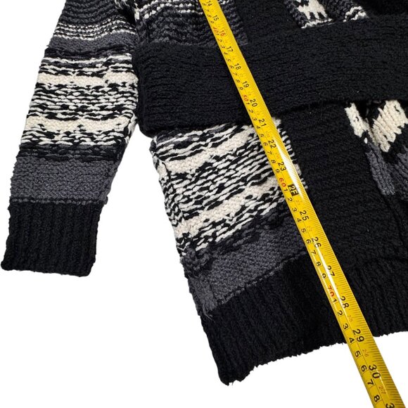 Free People Cozy Cabin CardiganSweater Sz S Black White Oversized Nordic - Picture 8 of 13